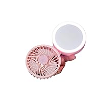Fashion Beauty Mirror Small Fan USB Charging Folding Neck Fan Makeup Glow-in-The-Dark Mirror