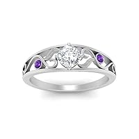 Choose Your Gemstone Nature Inspired Compass Point Ring Sterling Silver Cushion Shape Side Stone Engagement Rings Matching Jewelry Wedding Jewelry Easy to Wear Gifts US Size 4 to 12