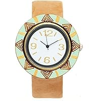 Watch bops Artisan Circular Multi Colored with Tan Band