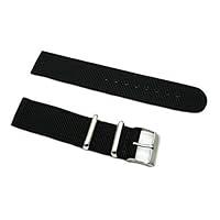 HNS 2 Pieces 20mm Black Ballistic Nylon Watch Strap Polished Buckle NT139