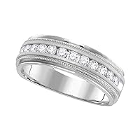 Diamond2Deal 14k White Gold Mens Round Diamond Comfort-fit Wedding Anniversary Band Ring 1/4 Cttw Color- G-H Clarity- I1