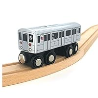 Munipals New York City Subway Wooden Railway (A Division/IRT) S Train/42 St Shuttle–Child Safe and Tested Wood Toy Train