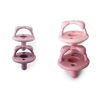 Itzy Ritzy Silicone Pacifiers for Newborn Sweetie Soother with Collapsible Handle & Air Holes, Set of 4 in Orchid, Lilac, Light Pink & Dark Pink