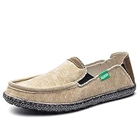 Men's Canvas Slip-On Loafers, Breathable Arch Vents, Casual Laceless Deck Shoes for Beach, Camping, Hiking