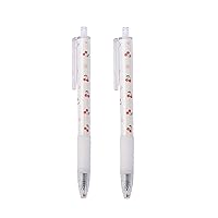 2x Cute Retractable Rollerball Pen Cherry Pattern Black 0.5mm For Doodling Journaling Taking Note School Office Home Retractable Gel Pens Black 0.5 Mm Fine Point Quick Dry Pens Unique