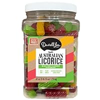 Darrell Lea Soft Australian Licorice, Mixed Fruit Flavor, 61oz (3.8lb) Bulk Tub | Non-GMO, No Palm Oil, Plant Based, No High Fructose Corn Syrup | Soft & Chewy Licorice Candy, Made in Australia