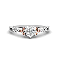 Choose Your Gemstone Celtic Knot Split Diamond CZ Ring sterling silver Heart Shape Petite Engagement Rings Ornaments Surprise for Wife Symbol of Love Clarity Comfortable US Size 4 to 12