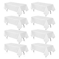 8Pack White Tablecloth 60 x 126 Inch Rectangle Table Cloth for 8 Foot Tables, Wrinkle Resistant Washable Decorative Fabric Polyester Table Covers for Wedding Party Banquet Buffet