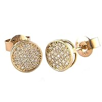 14k Rose Gold Round Single Cut Micro Pave Set 0.18 dwt Diamond Earrings