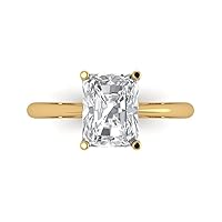 Clara Pucci 2.5ct Radiant Cut Solitaire Stunning Genuine Moissanite Engagement Bridal Promise Anniversary Ring in 14k Yellow Gold