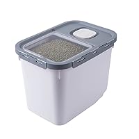 Pet Food Storage Container with Wheel and Measuring Cup 22lb Airtight Plastic Pet Food Bin for Dog Food Cat Food Bird Seed or Fish Food, Gray, 19I55S3ER16IY17YYS03