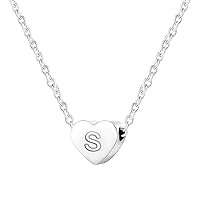 Stainless Steel Heart Shaped Alphabet Initial Letters Charm Collar Statement Pendant Necklace