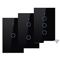 WiFi Smart Light Switch Glass Screen Touch Panel Voice Control Wireless Wall Switches Remote with Alexa 1/2/3/4 Gang Gold 4-Gang