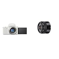 Sony Alpha ZV-E10 - APS-C Interchangeable Lens Mirrorless Vlog Camera - White + Sony SEL35F18 35mm f/1.8 Prime Fixed Lens