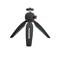 Manfrotto MTPIXIMII-B, PIXI Mini Tripod with Handgrip for Compact System Cameras, for DSLR, Mirrorless, Video, Made in Italy, Technopolymer and Aluminum, Black