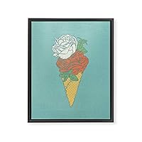 Society6 Evgenia Chuvardina Rose Ice Cream Black Framed Art Canvas, 8