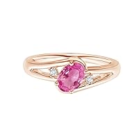 Oval 0.50 Ctw Pink Tourmaline Gemstone 925 Sterling Silver Stackable Women Promise Ring