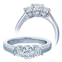 3/4 Carat Three Stone Round Diamond Trilogy Engagement Ring for Her in White Gold