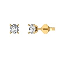 0.44cttw Round Cut Conflict Free Solitaire Genuine Moissanite Unisex Designer Stud Earrings Solid 14k Yellow Gold Push Back