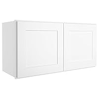 ROOMTEC Wood Wall-Mounted Cabinet,Bathroom Medicine Cabinet with Adjustable Shelves and 2 Soft-Close Doors,Laundry Storage Cabinet for Bathroom,Kitchen,Living Room 12