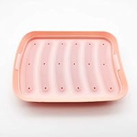 Silicone Sausage Mold with Lid Ham Box Hot Dog Mold Crisper Baking Mold Pink-1 set/签名不正确