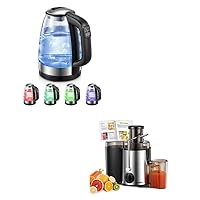 Glass Kettle Temperature Control With 5 Colors LED Lights Variable and Juicer Machines with 3 Speed Control