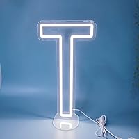 LED Letter T Neon Sign Dimmable Neon Numbers Symbols Letters Light Signs for Birthday Party Anniversary Event Cafe Bar DIY Sweet Decor Night Light (Letter T)