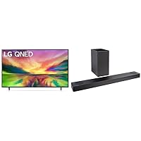 LG QNED80 Series 65-Inch Class QNED Mini LED Smart TV 4K Processor Smart Flat Screen TV for Gaming, 2023 S75Q 3.1.2ch Sound bar with Dolby Atmos DTS:X, Black