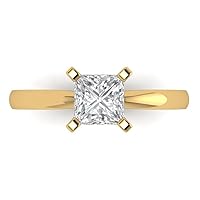 1.1 ct Brilliant Princess Cut Stunning Flawless Clear Simulated Diamond 18K Yellow Gold Solitaire Anniversary Promise ring