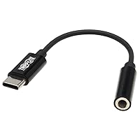 Tripp Lite USB-C to 3.5mm Headphone Jack Adapter, Thunderbolt 3 USB Type-C - Compatible with Android, Windows and macOS, Including MacBook Pro & iPads with USB-C Port - 1-Year Warranty (U437-001)