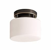 KCO Lighting Mid Century Modern Bathroom Flush Mount Ceiling Light Small Black Semi Flush Mount Ceiling Light Living Room Hallway Ceiling Light Milk Glass Globe Ceiling Light