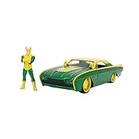 Jada Toys Marvel 1:24 1963 Ford Thunderbird Die-cast Car & 2.75'' Loki Figure, Toys for Kids and Adults