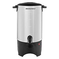 Elite Gourmet CCM040 Stainless Steel 40 Cup Coffee Urn Removable Filter For Easy Cleanup, Two Way Dispenser with Cool-Touch Handles Electric Coffee Maker Urn, Stainless Steel