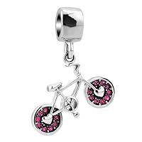 SBI Jewelry Pink Blue Bicycle Charm Compatible with Pandora Charm Bracelet CZ Women Girls Cycling City Outdoor Mountain Bike Mom Daughter Sister Birthday Anniversary