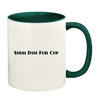 Shuh Duh Fuh Cup - 11oz Ceramic Colored Handle and Inside Coffee Mug Cup, Green