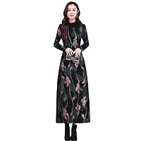 Women Knitting Splicing Dress Autumn Winter Thick Dresses Middle- Female Warm
