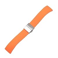Rubber Straps Butterfly Buckle Bracelet Band Strap Accessories 14mm 16mm 18mm 20mm 22mm Quick Release Watchband for Men's Watch Watch Strap (Color : Orange, Size : 16mm)