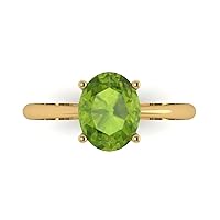 Clara Pucci 2.0 ct Oval Cut Solitaire Natural Peridot Engagement Wedding Bridal Promise Anniversary Ring 18K Yellow Gold