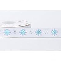 22mm Reel Chic Snowflake Print Grosgrain Ribbon White - per metre