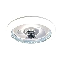 Acrylic Ceiling Fan with Lights and Remote Control, LED Round Shape Flush Mount Low Profile Fan Light 3 Color Dimmable Speeds Wind, Modern Bedroom Ceiling Lamp with Smart Timing 36W