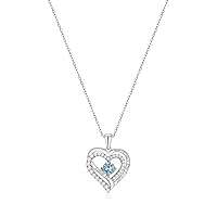 Forever Love Heart Pendant Necklaces for Women 925 Sterling Silver with Birthstone Swarovski Crystal, Birthday,Anniversary,Party,Jewelry Gift for Mom Women Girls(Mar.-Silver)