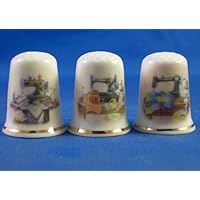 Porcelain China Collectable Thimbles - Set of Three Sewing Tables