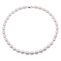 Women Pearl Choker Round Flat Rice White Pink Cultured Freshwater Pearl Necklace