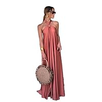 Women ; Solid Color Sexy Dress Spring and Summer Loose Casual Irregular Midlength Dresses for Women -