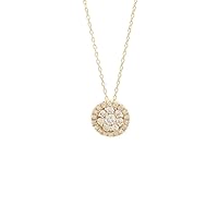 14k Yellow Gold Circle Round Cut Prong Set 0.25 dwt Diamond Necklace