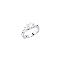 Solid 10k White Gold 1 1/5 Cttw Diamond Engagement Ring Band (Width = 6mm) - Size 8