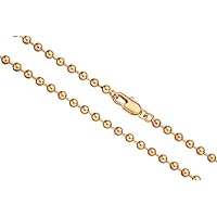 18Inch Necklace Ball Chain, Gold Finished 3.2mm Ball with Lobster Claw Clasp