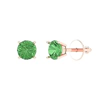 0.4ct Round Cut Conflict Free Solitaire Turquoise Green Unisex Stud Earrings 14k Rose Gold Screw Back conflict free Jewelry