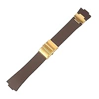ANKANG Watchband Bracelet Silicone Watch Band For Ulysse-Nardin MARINE Waterproof Rubber Watchstrap Sports 25 * 12mm Man Watches Sport (Color : Brown rgold set-01, Size : 25 * 12mm)