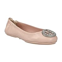 Tory Burch Women's Shell Pink Silver Pave Logo Ballet Flats Shoes